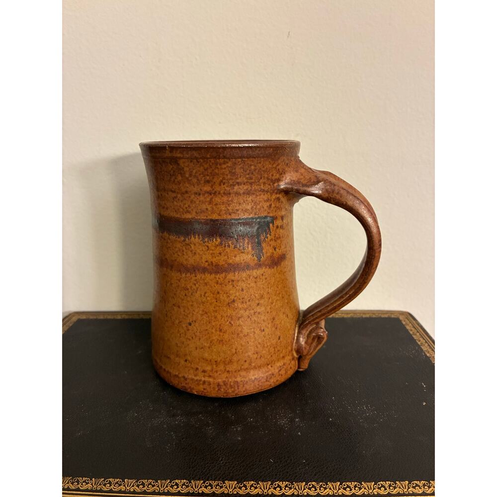 Vintage Stoneware Coffee Mug Brown Glazed Rustic Handmade Style